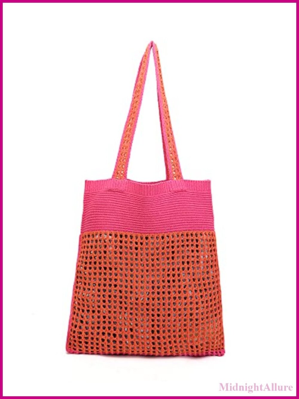 Handmade Crochet Tote Bag Large Foldable Lightweight Shoulder Beach Travel